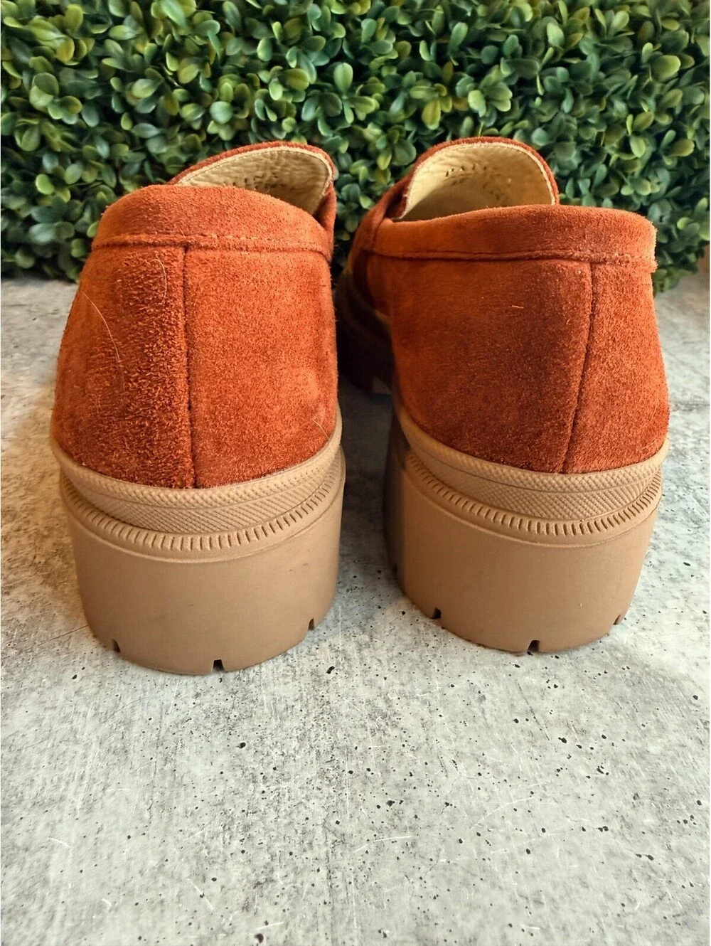 Portland Leather Patina Zoe Chunky Loafers - Brick Red / Rust Color - Size 8